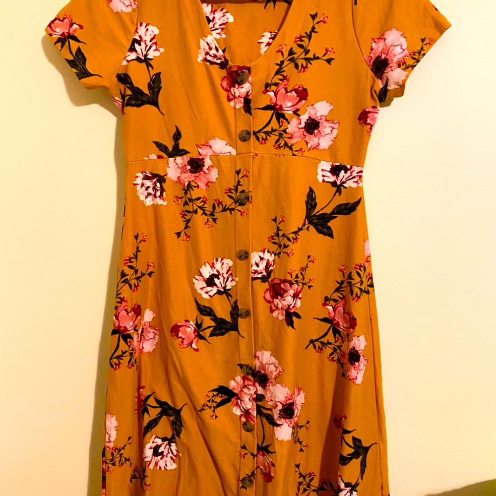 Pink Rose Brand Yellow Floral Dress